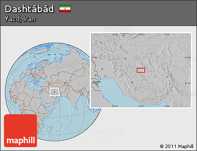 Gray Location Map of Dashtābād, hill shading