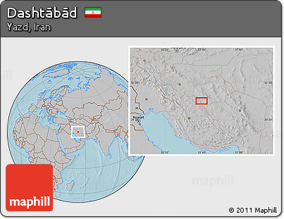 Gray Location Map of Dashtābād, hill shading