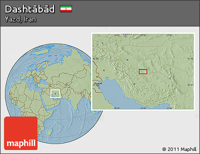 Savanna Style Location Map of Dashtābād, hill shading