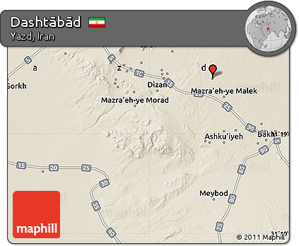 Shaded Relief Map of Dashtābād