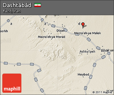 Shaded Relief Map of Dashtābād