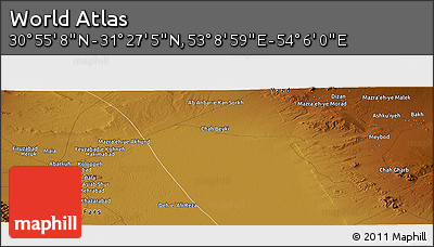 Physical Panoramic Map of the Area around 31° 11' 6" N, 53° 37' 30" E