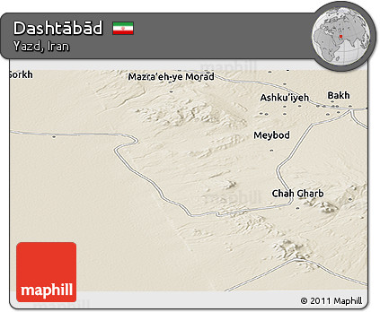 Shaded Relief Panoramic Map of Dashtābād