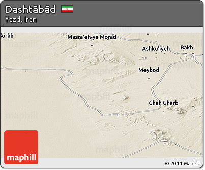 Shaded Relief Panoramic Map of Dashtābād