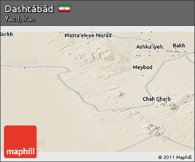 Shaded Relief Panoramic Map of Dashtābād