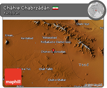 Physical 3D Map of Chāh-e Chabrzādān