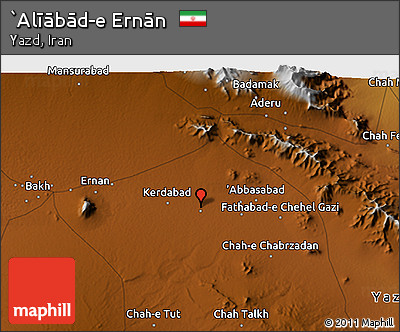 Physical 3D Map of `Alīābād-e Ernān