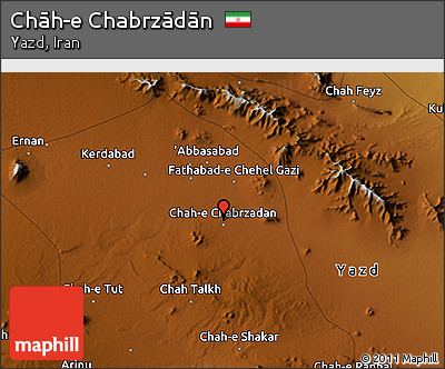 Physical 3D Map of Chāh-e Chabrzādān