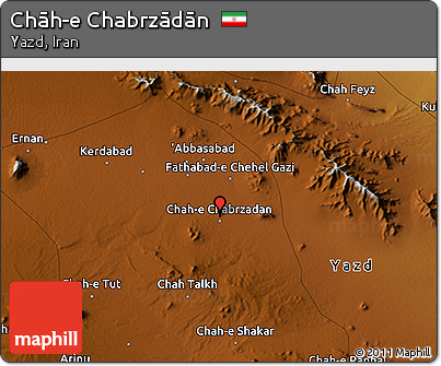 Physical 3D Map of Chāh-e Chabrzādān