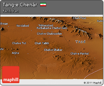 Physical Panoramic Map of Tang-e Chenār