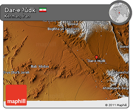 Physical 3D Map of Dar-e Ḩūdk