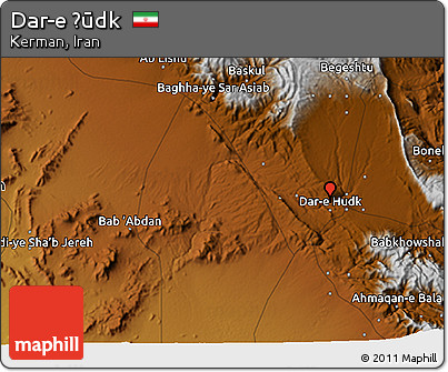Physical 3D Map of Dar-e Ḩūdk