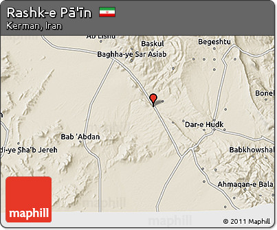 Shaded Relief 3D Map of Rashk-e Pā'īn