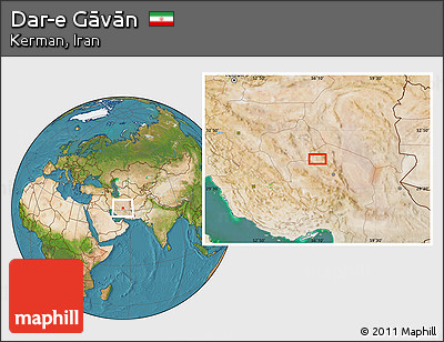 Satellite Location Map of Dar-e Gāvān