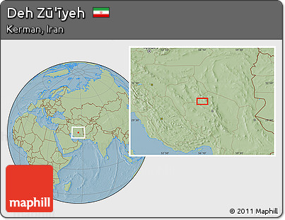 Savanna Style Location Map of Deh Zū'īyeh, hill shading