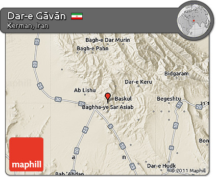 Shaded Relief Map of Dar-e Gāvān