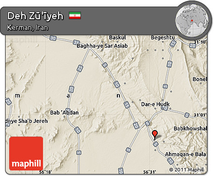 Shaded Relief Map of Deh Zū'īyeh