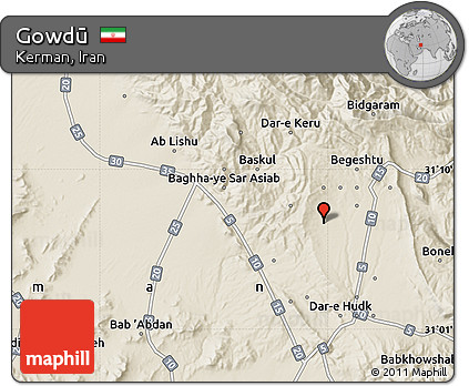 Shaded Relief Map of Gowdū