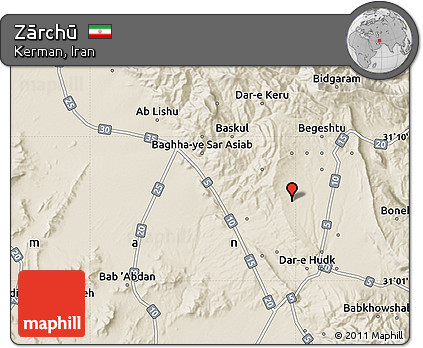 Shaded Relief Map of Zārchū