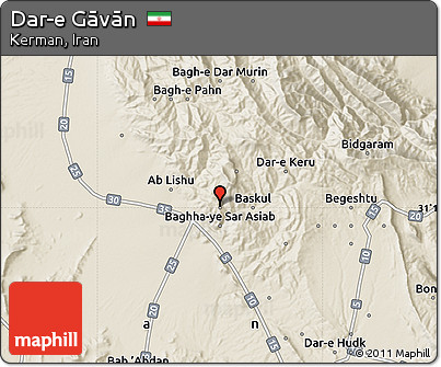 Shaded Relief Map of Dar-e Gāvān