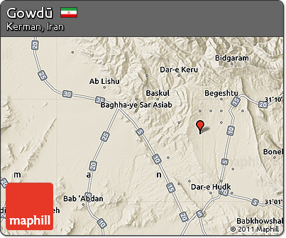 Shaded Relief Map of Gowdū