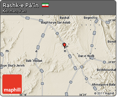 Shaded Relief Map of Rashk-e Pā'īn