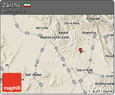 Shaded Relief Map of Zārchū