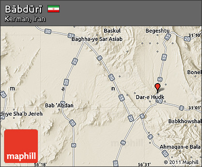 Shaded Relief Map of Bābdūrī