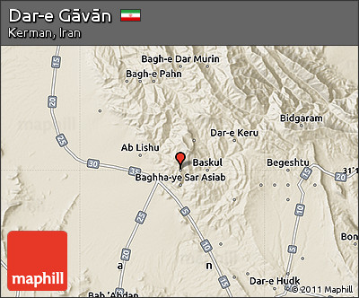 Shaded Relief Map of Dar-e Gāvān