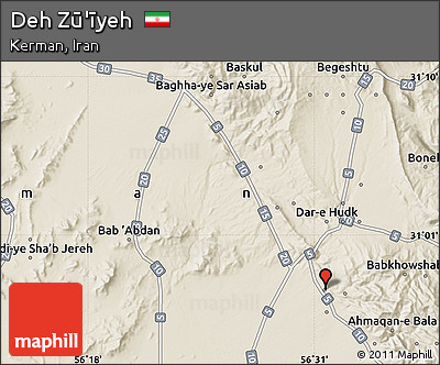 Shaded Relief Map of Deh Zū'īyeh
