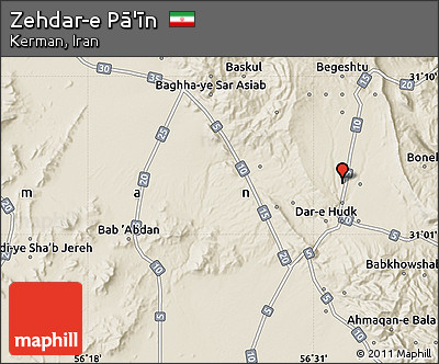 Shaded Relief Map of Zehdar-e Pā'īn