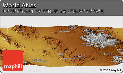 Physical Panoramic Map of the Area around 31° 11' 6" N, 56° 10' 29" E