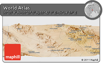 Satellite Panoramic Map of the Area around 31° 11' 6" N, 56° 10' 29" E