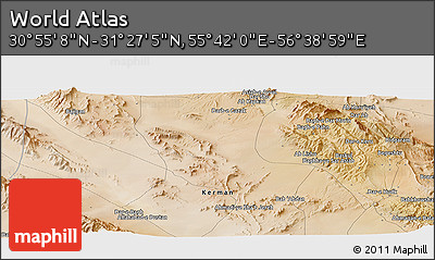 Satellite Panoramic Map of the Area around 31° 11' 6" N, 56° 10' 29" E
