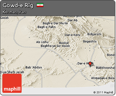 Shaded Relief Panoramic Map of Gowd-e Rīg