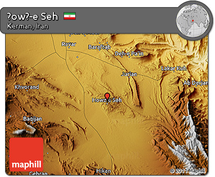 Physical 3D Map of Ḩowẕ-e Seh