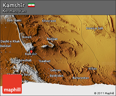 Physical 3D Map of Kamshīr