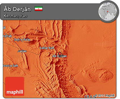 Political 3D Map of Āb Derjān
