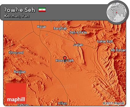 Political 3D Map of Ḩowẕ-e Seh