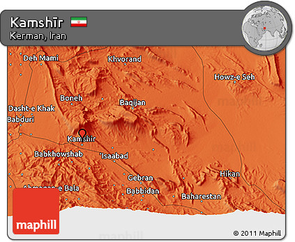 Political 3D Map of Kamshīr