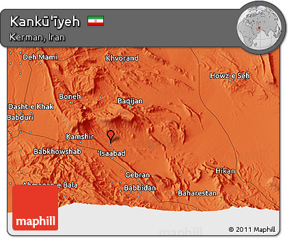 Political 3D Map of Kankū'īyeh