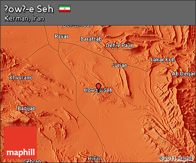 Political 3D Map of Ḩowẕ-e Seh