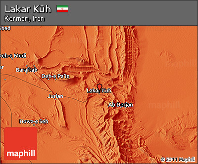 Political 3D Map of Lakar Kūh