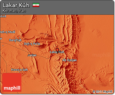 Political 3D Map of Lakar Kūh