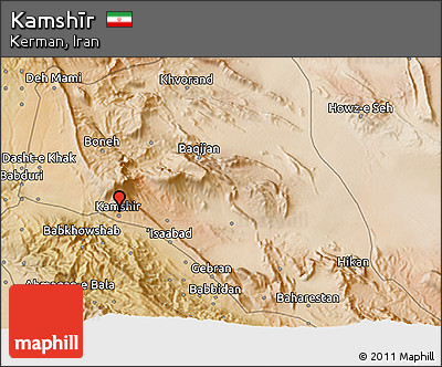 Satellite 3D Map of Kamshīr