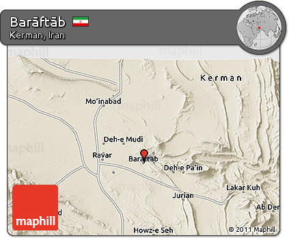 Shaded Relief 3D Map of Barāftāb