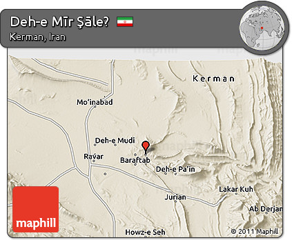 Shaded Relief 3D Map of Deh-e Mīr Şāleḩ