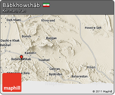 Shaded Relief 3D Map of Bābkhowshāb