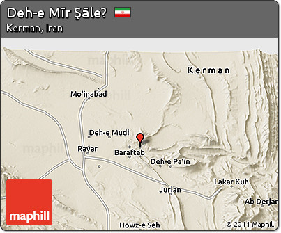 Shaded Relief 3D Map of Deh-e Mīr Şāleḩ