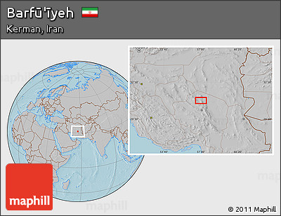 Gray Location Map of Barfū'īyeh, hill shading